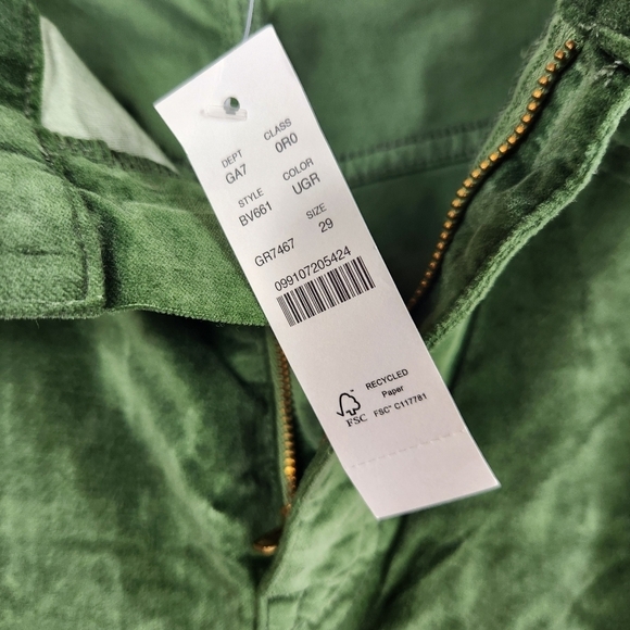 J. Crew Full Length Slim Wide Leg Pants BV661 in Stretch Velvet Green Size 29 - Picture 11 of 14